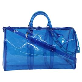 Louis Vuitton-LOUIS VUITTON Monograma Vinil Keepall Bandouliere 50 Bolsa Azul M53272 auth 46351UMA-Azul