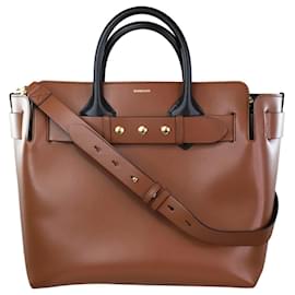 Burberry-Brown structured leather tote bag-Brown