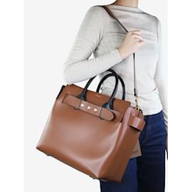 Burberry-Brown structured leather tote bag-Brown