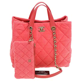 Chanel-Pilha de bolsas de mão CHANEL 2way Pink CC Auth ar9158UMA-Rosa