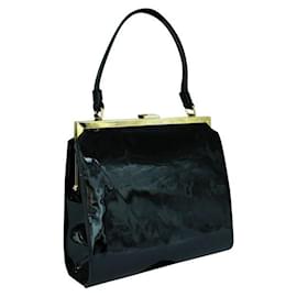 Mansur Gavriel-Elegant Black Patent Leather Handbag-Black