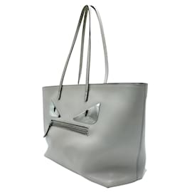 Fendi-Light Grey Leather Tote with Mirror "Monster Eyes"-Grey