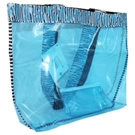 Missoni-La bolsa de asas transparente de ropa de playa-Azul
