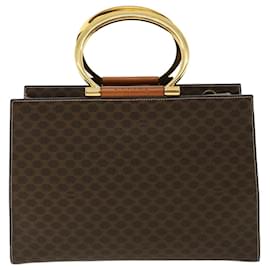 Céline-CELINE Macadam Canvas Hand Bag PVC Leather Brown Auth am3558-Brown