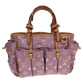 Louis Vuitton-LOUIS VUITTON Monogram Pastel Glitter Cabas GM Hand Bag Satin Pink Auth 40938A-Pink