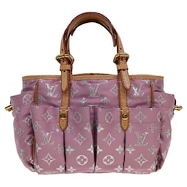 Louis Vuitton-Bolsa de mão LOUIS VUITTON Monogram Pastel Glitter Cabas GM Satin Pink Auth 40938UMA-Rosa