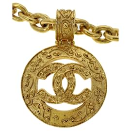 Chanel-CHANEL Necklace Gold Tone CC Auth 41169A-Metallic