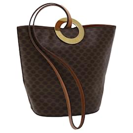 Céline-CELINE Borsa a Mano Tela Macadam Pelle PVC Marrone Auth 46307-Marrone