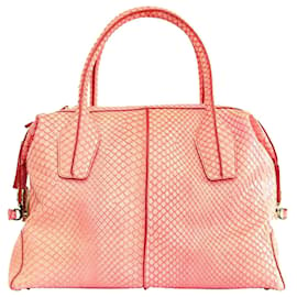 Tod's-Rosafarbene Piccolo-Bauletto-Tasche aus Schlangenleder im D-Stil-Pink,Andere