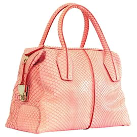 Tod's-Rosafarbene Piccolo-Bauletto-Tasche aus Schlangenleder im D-Stil-Pink,Andere