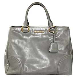 Miu Miu-Grey Leather Satchel Bag-Grey
