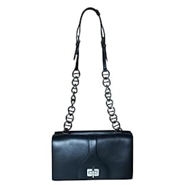 Prada-Black Soft Leather Bag with Silver Chain-Black