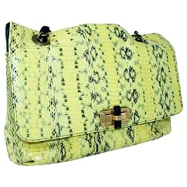 Lanvin-Medium Yellow Happy In Snake Bag-Yellow