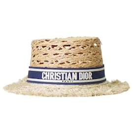 Christian Dior-Christian Dior Neutral branded straw hat - size-Other