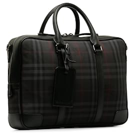 Burberry-Burberry Black Tonal Check Business Bag-Black