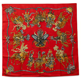 Hermès-Lenço de seda Hermes Red Les Fetes du Roi Soleil-Vermelho