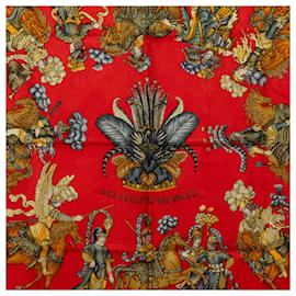 Hermès-Sciarpa di seta rossa Hermes Les Fetes du Roi Soleil-Rosso