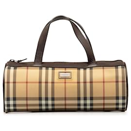 Burberry-Burberry Brown House Check Handbag-Brown,Beige