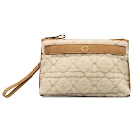 Dior-Dior Brown Large Shearling Caro Pouch-Brown,Beige