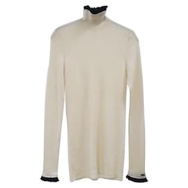 Chanel-Maglione dolcevita in cashmere nero bianco Chanel-Beige