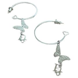 Argolas com monograma borboleta Dior Prata