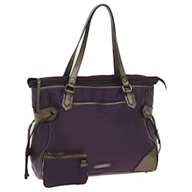 Burberry-BURBERRY Tote Bag Nylon Purple Auth 65716-Purple