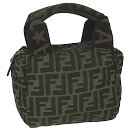 Fendi-Bolsa de mão de lona FENDI Zucca Preto Marrom Autêntico5632-Marrom,Preto