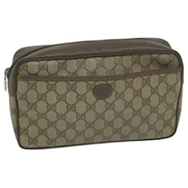 Gucci-GUCCI GG Supreme Clutch Bag PVC Beige 89 01 044 Auth am5751-Beige