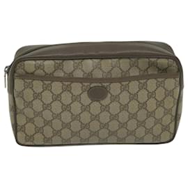 Gucci-GUCCI GG Supreme Clutch Bag PVC Beige 89 01 044 Auth am5751-Beige