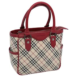 Burberry-BURBERRY Nova Check Hand Bag Beige Red Auth 65960-Red,Beige