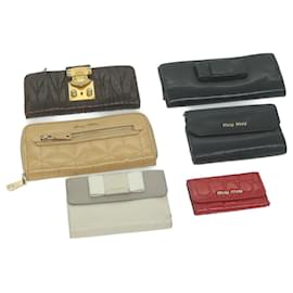 Miu Miu-Miu Miu Key Case Wallet Leather 6Set Black Red beige Auth bs11793-Black,Red,Beige