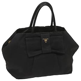 Prada-PRADA Ribbon Hand Bag Nylon Black Auth bs11881-Black