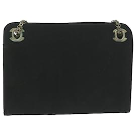 Chanel-CHANEL Matelasse Chain Shoulder Bag Cotton Black CC Auth yb491-Black