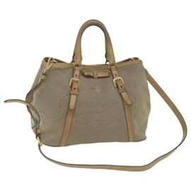 Prada-PRADA Sac à main en toile 2façon Beige Auth yb499-Beige