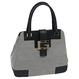 Gucci-GUCCI Hand Bag Canvas Gray Black Auth yk10469-Black,Grey