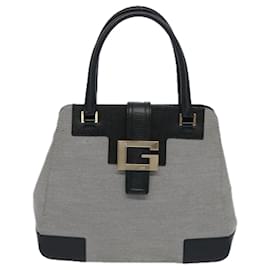 Gucci-GUCCI Hand Bag Canvas Gray Black Auth yk10469-Black,Grey
