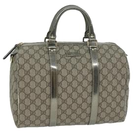 Gucci-GUCCI GG Supreme Boston Bag PVC Leather Beige 193603 Auth ac2710-Beige