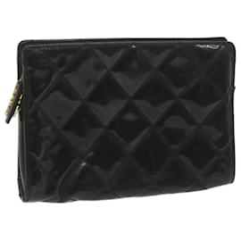 Chanel-Bolsa CHANEL Couro Envernizado Preto CC Auth bs11896-Preto