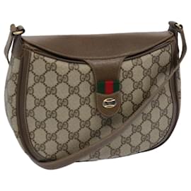 Gucci-GUCCI GG Supreme Web Sherry Line Shoulder Bag Beige Green 10 02 056 Auth yk10432-Beige,Green