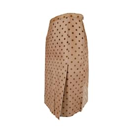 Moschino-Moschino Cheap and Chic Polka Printed calf leather Skirt-Brown