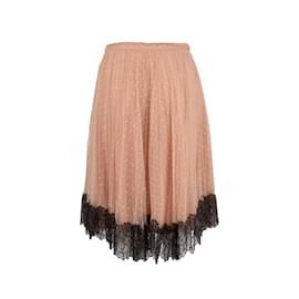 Valentino-Red Valentino Lace Trimmed Tulle Skirt-Pink