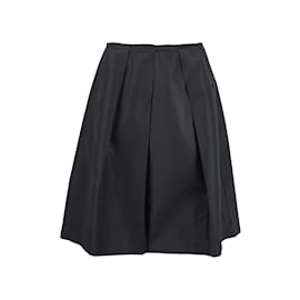 Prada-Prada Pleated Silk Skirt-Black