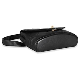 Chanel-Sac de transport en cuir de veau matelassé noir Chanel avec sac taille à rabat chic-Noir