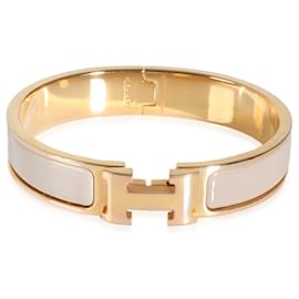 Hermès-Hermès Marron Glacé Enamel Gold Clic H Bracelet-Other