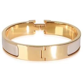 Hermès-Hermès Marron Glacé Enamel Gold Clic H Bracelet-Other