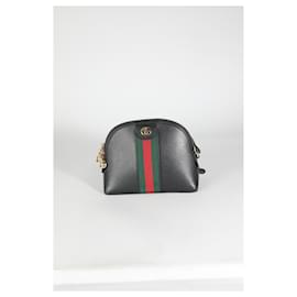Gucci-Gucci Black calf leather Web Small Ophidia Dome Bag-Black