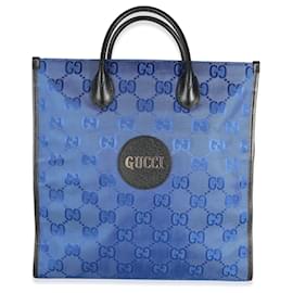 Gucci-Monograma de nylon azul Econyl Gucci fora da bolsa vertical da grade-Azul