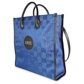 Gucci-Monograma de nylon azul Econyl Gucci fora da bolsa vertical da grade-Azul