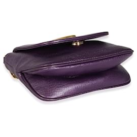 Gucci-Gucci Metallic Purple Pebbled Leather Small 1973 Chain Shoulder Bag-Purple