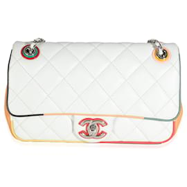 Chanel-Chanel 17C Petit sac à rabat couleur Cuba en cuir d'agneau matelassé multicolore blanc-Blanc,Multicolore
